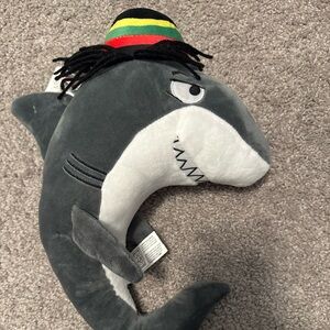 Fiesta Gray and White Shark Plush with Colorful Beanie 16”